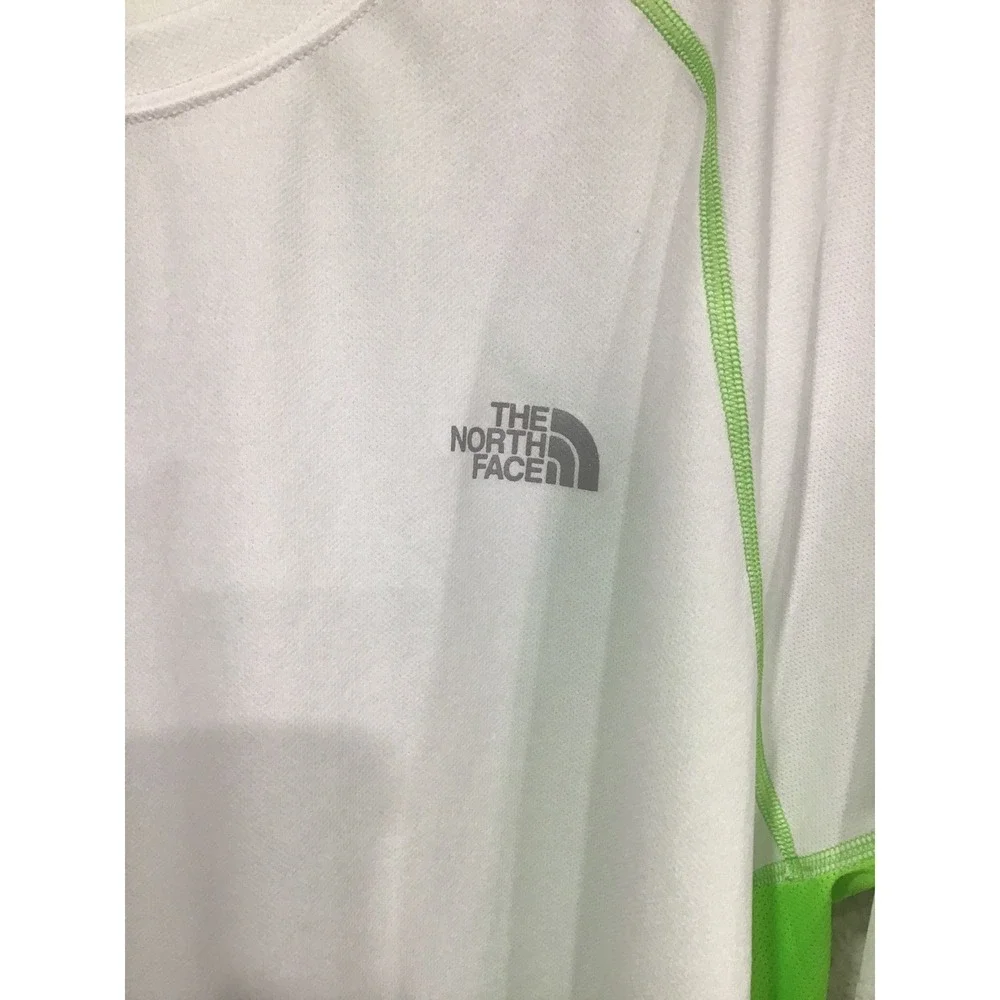 The North Face FlashDry Running T-Shirt Mens XL White Neon Green Active Gorpcore